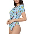 thumbnail image 2 of Lsque Mario Women's Crew Neck Short Sleeve Bodysuit Basic T Shirts Tops Onesie Adult Cute Pajama-Large, 2 of 8