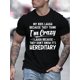 thumbnail image 1 of Camiseta informal de cuello redondo para hombre - Estampado gráfico de humor hereditario "Estoy loco" - Tejido de punto ligeramente elástico - Camiseta de moda de verano, camisetas de ocio, 1 of 9