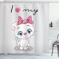 thumbnail image 1 of Ambesonne Kitten Shower Curtain, Cartoon Cat Pet, 69"Wx84"L, Grey White Pink, 1 of 3