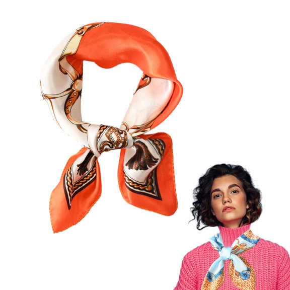 Fashion Scarf for Women Silk Feeling Head Scarves Square Bandanas 19.7 x 19.7 inches - Style:Style 3;