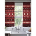 thumbnail image 2 of Red Black Boho Sheer Curtains 72 Inch Length 2 Panels for Living Room, Vintage Ethnic Tribe Abstract Art Retro Voile Kitchen Curtain Set, Luxury Privacy Drapes Window Treatment for Bedroom, 2 of 7