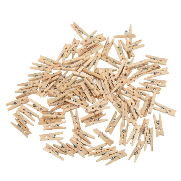 100 mini pinzas de madera para ropa, sin terminar, resistentes, duraderas, de amplia aplicación, pinzas de madera para fotos.