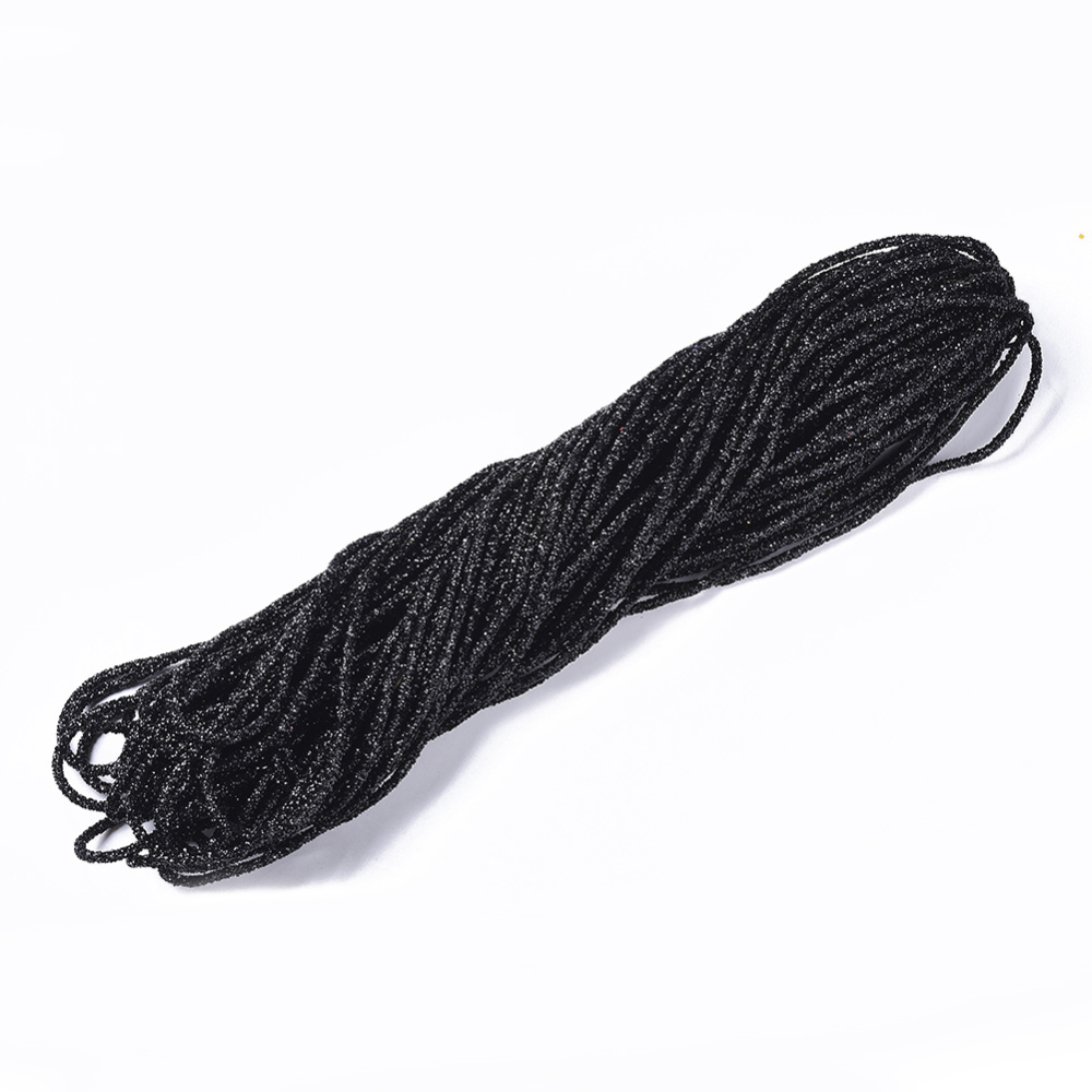 RR001B - 10 YDS - Black Rhinestone Glitter Tubing Rope Cord - 6mm Thick - 2mm Hole