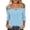 Blue, variant on Summer Tops Strapless Bandeau Crop Top Chiffon Blouse Ladies' One-shoulder Three-quarter Sleeve Fashion Three-quarter Sleeve One-shoulder Top/shirt Black 3X