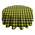 thumbnail image 4 of Yellow Black Checkerboard Checkered Pattern Round Tablecloth 60"x60",Wrinkle Wipeable Table Cloth for Kitchen Dining Room Picnic Patio Party, 4 of 6