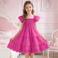 thumbnail image 2 of NOLDARES Toddler Baby Girl Dress Summer Cotton Ruffle Halter Sleeveless Kids Casual Beach Party Dresses(Hot Pink,3-4 Years), 2 of 7