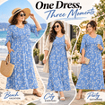 thumbnail image 3 of WUJINXIA Women's Plus Size Dresses 1X to 5X Crewneck Ruffle 3/4 Sleeve Casual Maxi Dress, 3 of 4