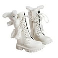 thumbnail image 2 of RTKFRFLM Girls Knee High Boots Stylish Metallic Finish Fashion Dress Boots White 3.5-4 Years, 2 of 8