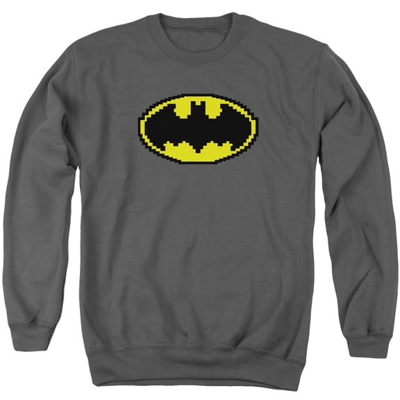 Batman Pixel Symbol Adult Crewneck Sweatshirt Charcoal