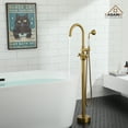 thumbnail image 5 of CASAINC Vintage 2-Handle Floor-Mount Buthtub Freestanding Roman Tub Faucet in Brushed Brass, 5 of 8