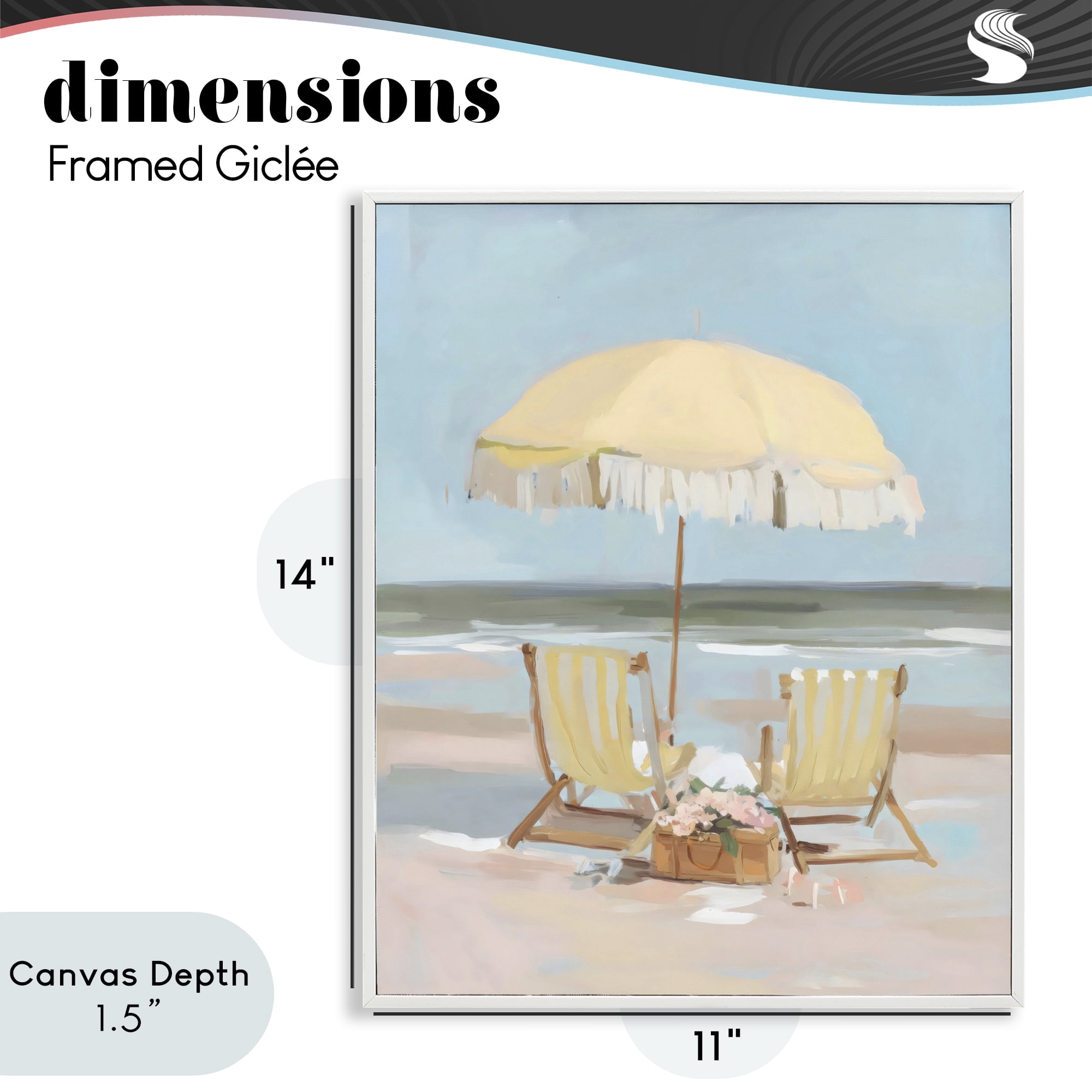 Stupell Industries Yellow Chairs Beach Relaxation White Framed Giclee Art, design by Sisi and Seb
