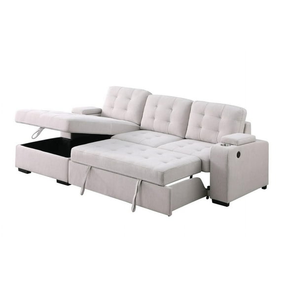 Davie LHF Sectional Sleeper Bed, Beige