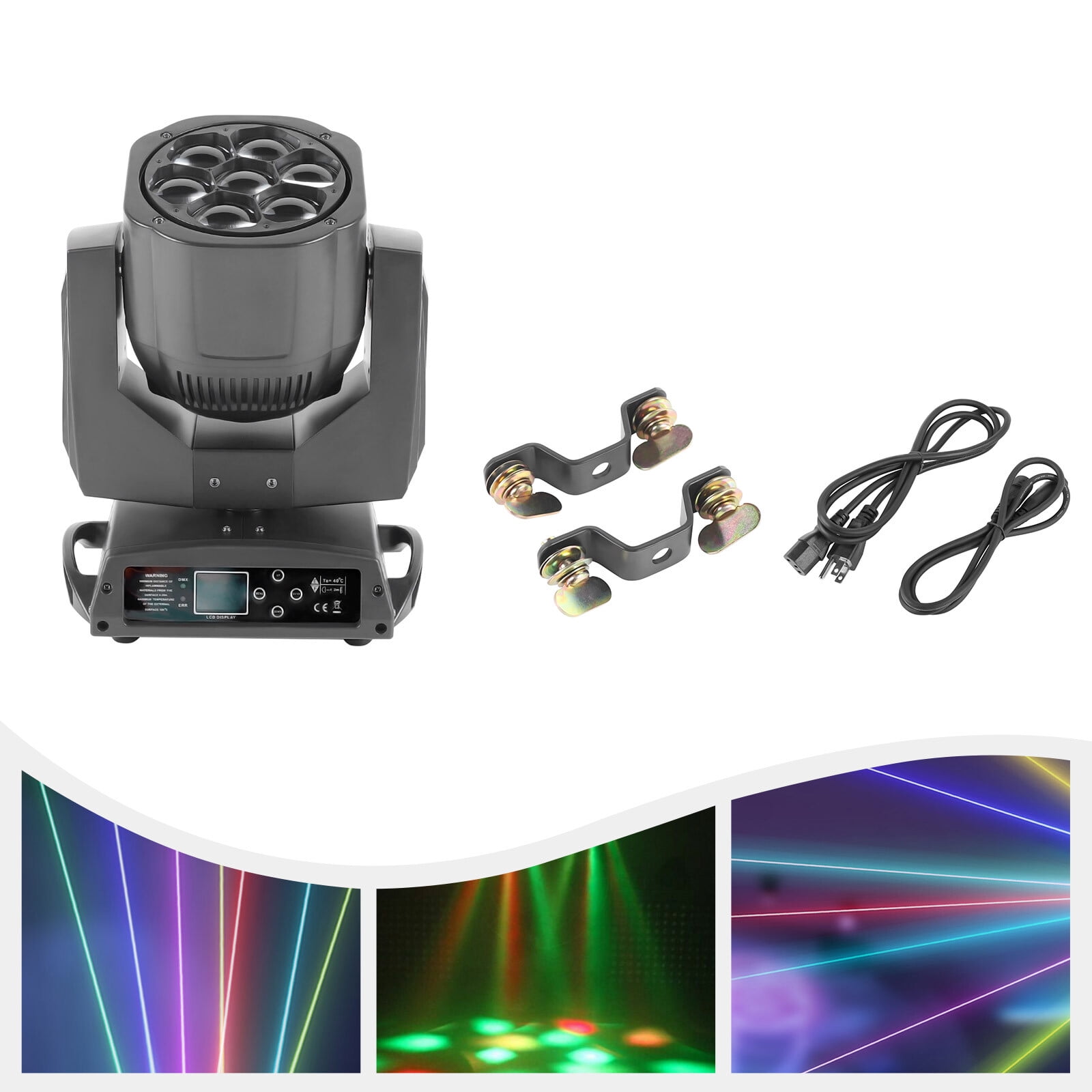 150W Moving Head Stage Light, RGBW 7 LED DJ Stage Uplight with Zoom for Entertainment Venues AC 90V-240V