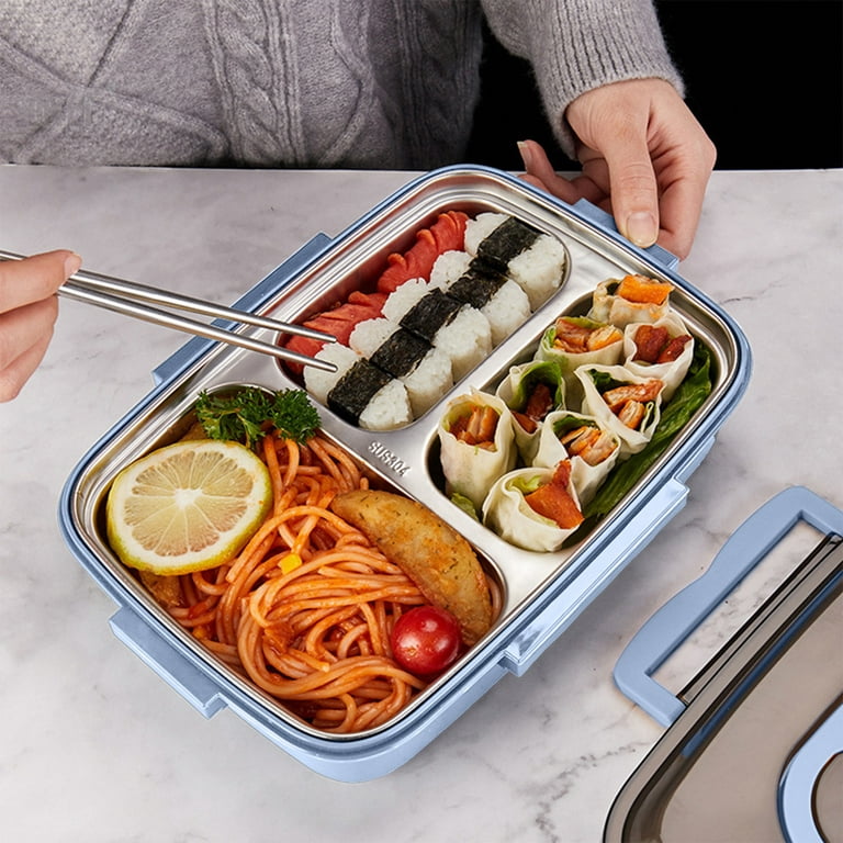 Tiitstoy Adult Lunch Box, 1000 Ml 3-Compartment Bento Lunch Box for Kids,  Lunch Containers for Adults Come with Chopsticks and Spoons, Leak Proof,  Microwaveable 