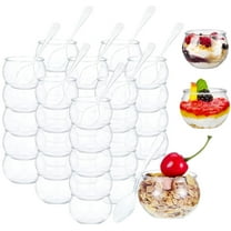 2oz Dessert Cups with Spoons, Clear Ice Cream Bowls,Bexikou 20 Pcs Clear Dessert Pots, Appetizer Serving Bowl for Dessert Pudding Yogurt Fruit Party