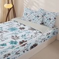 thumbnail image 3 of Homewish Vintage Bohemian Flowers Zipper Full Size Comforter Sets with Fitted Sheet and 2 Pillowcases,Blue Boho Plants Zipper Bedding Set,Light Gray Reversible,4pcs, 3 of 8