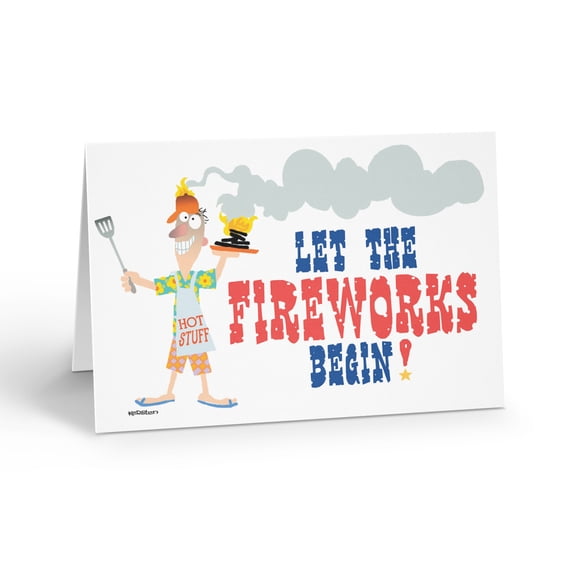 Fourth of July BBQ Party Greeting Cards - 12 Greeting Cards, Size 4.5 x 6.25 - 1