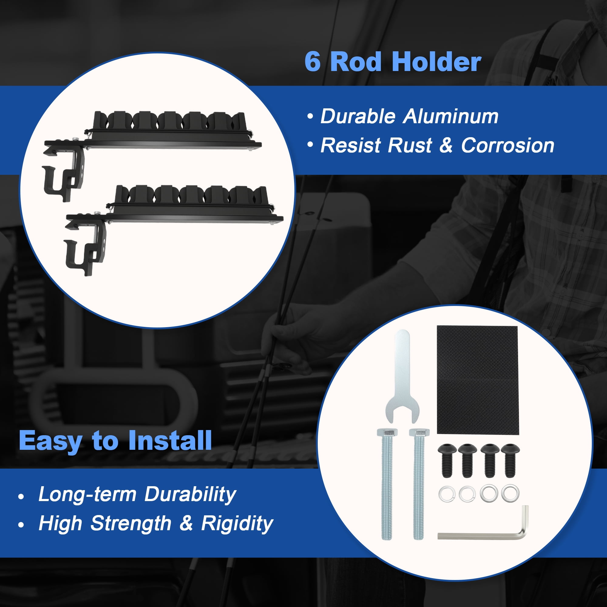 Unique Bargains Fishing Rod Holder with C-Clamp Mount Light Black
