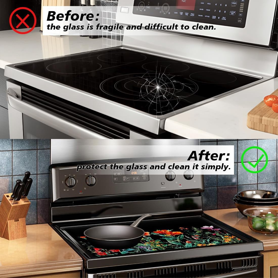 Electric Stove Cover 20.47x28.35" Stove Top Cover for Electric Stove Foldable Glass Cooktop Protector Non-Slip Top Protector Mat DIY