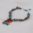 thumbnail image 4 of NOVICA Agate and carnelian Y necklace, 'Summer Flower', 4 of 9