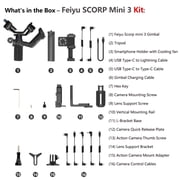 FeiyuTech SCORP mini 3 Kit | 3-Axis Gimbal Stabilizer with AI Ttracking and Gesture Control, Payload up to 4.4 lbs for Vlogging Cameras, iPhone Smartphones and Action Camera
