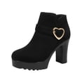 thumbnail image 2 of Taqqpue Boots for Women Ankle Booties Women's Heel Ankle Boots With Metal Heart Embellishment Plus Size Winter Style Comfortable Height-Increasing Thick-Soled Short Boots Women' for Women, 2 of 8