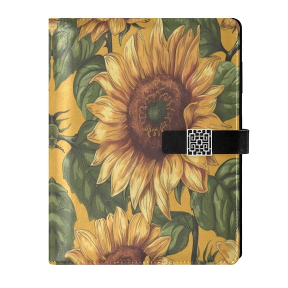 Leather Planner Leather Notebook Notebook Journal Binder Design Pen Pocket Design Convenient for Storage Big Sunflower
