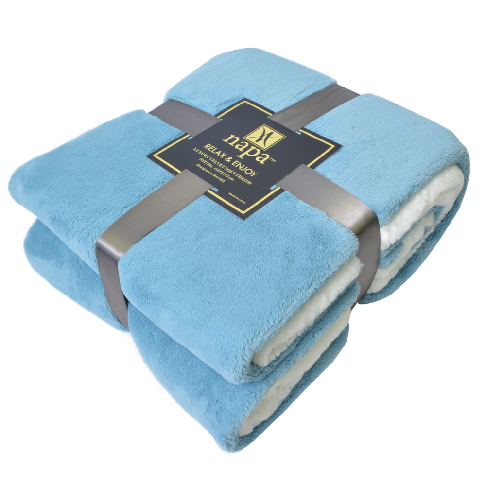 Napa Super Soft Micro Mink Fleece Sherpa Bed Throw TV Blanket 50" x 60" Reversible