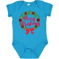 thumbnail image 3 of Inktastic Merry Christmas Wreath with Red Bow and Ornaments Boys or Girls Baby Bodysuit, 3 of 5