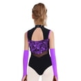 thumbnail image 2 of vastwit Girls Big Sequins Gymnastics Leotard with Arm Sleeves Ballroom Modern Tap Dance Outfit for Stage Performance Purple 6, 2 of 6