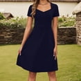thumbnail image 2 of Daolelai Women's Summer Elegant Retro Sweetheart Neck Short Sleeve A-Line Skirt Work Party Casual Dress, 2 of 5