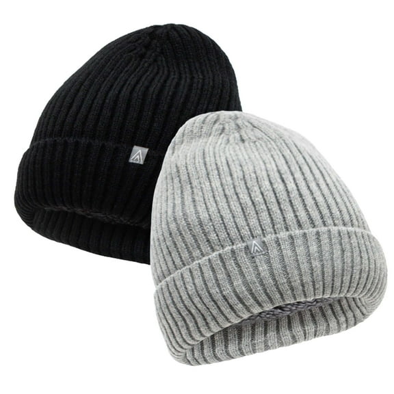 Polar Heat Nanuuq Reversible Acrylic Winter Hat, Sherpa-Lined Tuque for Men and Women, Black