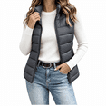 thumbnail image 3 of Aswuknt Womens Puffer Vest Quilted Sleeveless Stand Collar Full Zip Jackst Lightweight Gilet Outerwear For Fall Winter Casual Daily Wear,Layering, 3 of 8