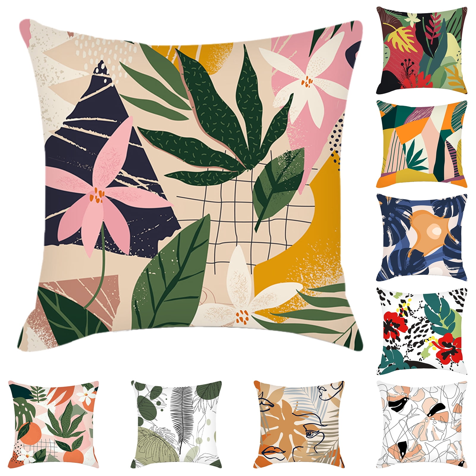 Vnanda Modern Tropical Throw Pillow Covers 18 x 18 Inch Leaves Palm