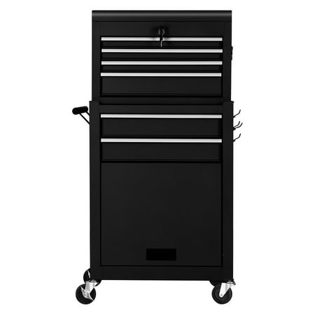 Gymax 2 in 1 Rolling Cabinet Storage Chest Box Garage Toolbox Organizer w/ 6 Drawers