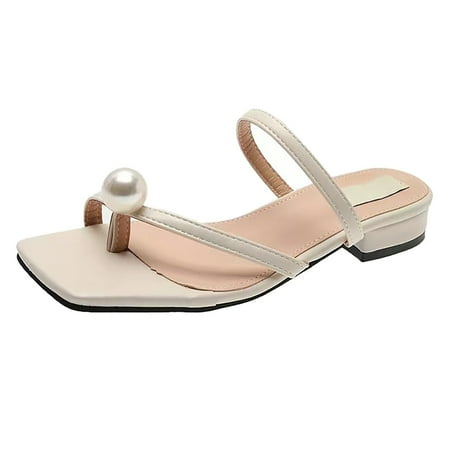 

Quealent Adult Women Shoes 1920S Womens Shoes Flat Heel Summer Women s Fashion Flat Sandals Are Suitable for Beach Home Shoes Women Flat Sandals White 9.5