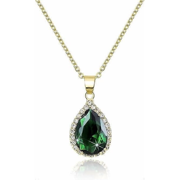 Crystal Chain Necklace for Women Trendy, Statement Diamond Pendant, Cubic Zirconia Summer Beach Boho Jewelry Set, 14K Gold/Rose Gold/Silver Birthstone