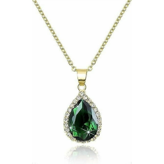 Crystal Chain Necklace for Women Trendy, Statement Diamond Pendant, Cubic Zirconia Summer Beach Boho Jewelry Set, 14K Gold/Rose Gold/Silver Birthstone