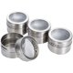thumbnail image 1 of Botes magnéticos para especias, 4 piezas de tarros de especias de acero inoxidable, recipientes para almacenar especias, tapa superior transparente con tamiz o vertedor, magnético en nevera y parrill JAMW Sencillez, 1 of 5