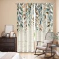 thumbnail image 3 of Green Brown Botanical Kitchen Curtains 84 Inch Length, Farmhouse Eucalyptus Leaves Rustic Grommet Top Bedroom Living Room Curtains, Light Filtering Cafe Curtain Drapes 2 Panels Set 84''x84'', 3 of 9