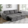 thumbnail image 5 of Samantha Upholstered Storage Sleeper Sectional Sofa Grey, 5 of 14