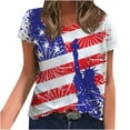 thumbnail image 3 of Pompotops Mode Femmes Été V-Cou Manches Courtes Imprimé Casual T-shirt Blouse, 3 of 6