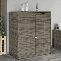 vidaXL Storage Cabinet with 2 Drawers, PE Rattan, Gray
