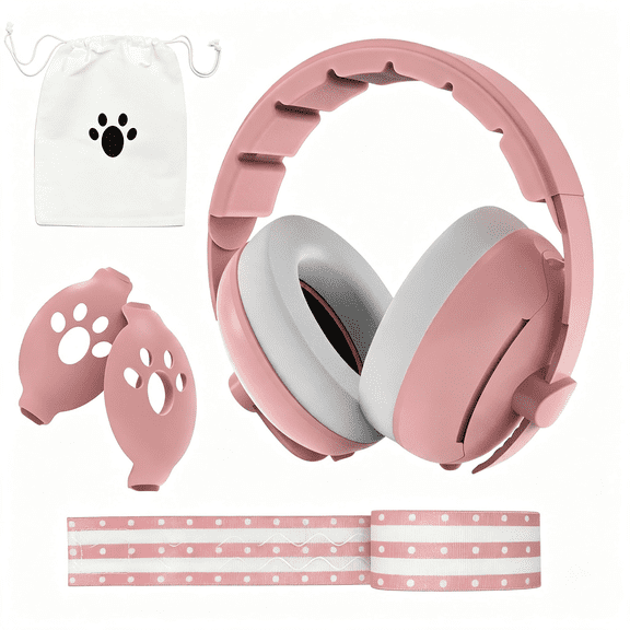 XIRQI 2-In-1 Baby Ear Protection,Comfortable Headphones,Noise Cancelling,Adjustable Baby Headphones with Stretchy Band Baby Ear Muffs Noise Protection