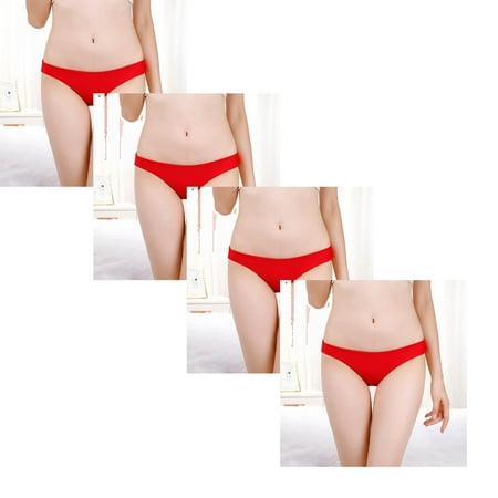 

Womens Underwear Brief Breathable Lace Ice Silk Low Waist Panties4PC