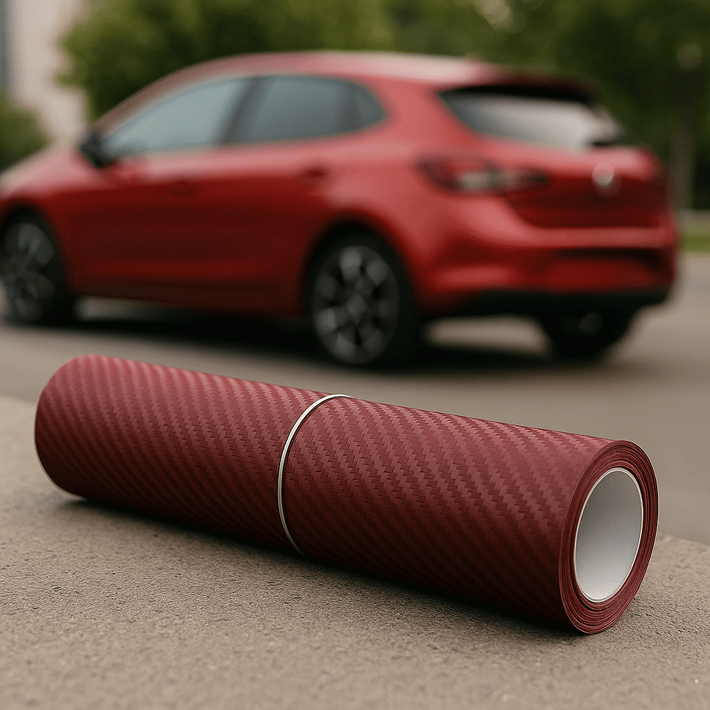 RockRose 3D Matte Burgundy Red Carbon Fiber Vinyl Wrap 2FT x 5FT