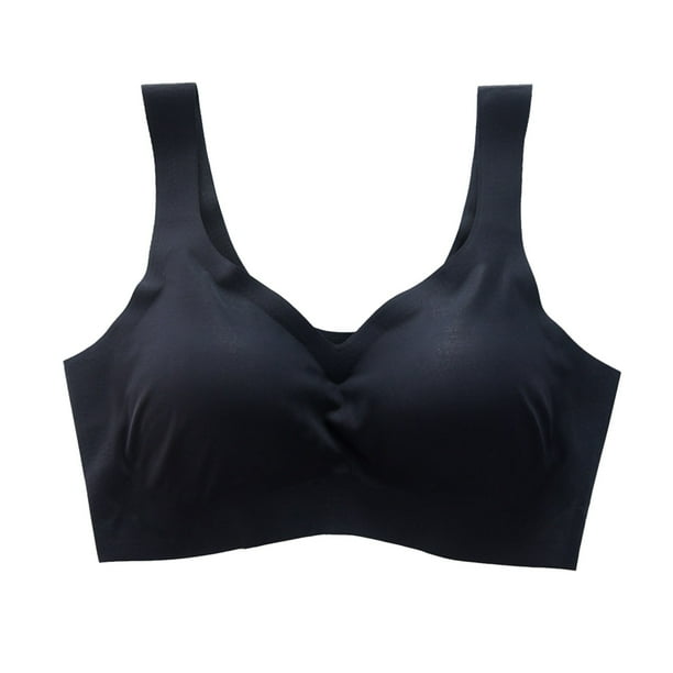 Gibobby Sujetador deportivo de yoga para mujer Sujetador con escote en V profundo Bralette Sujetador sin costuras inalámbrico Brasieres para mujer(Negro,M)
