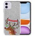 thumbnail image 1 of WIRESTER Silver Glitter Case, Sparkle Bling TPU Cover for Apple iPhone 11 6.1" 2019, Snowflake Reindeer Merry Xmas, 1 of 3