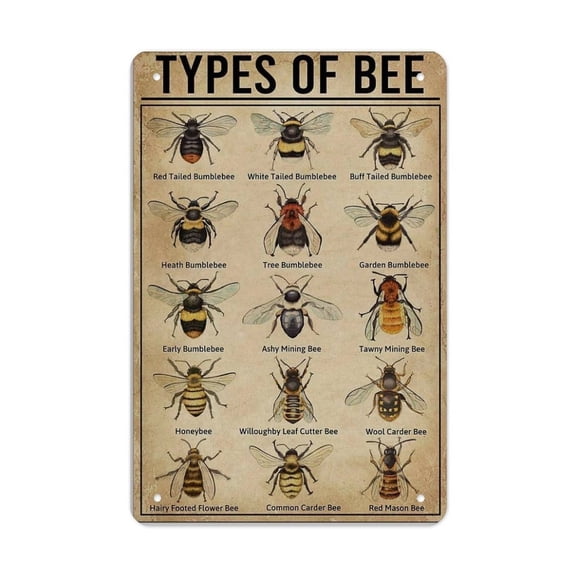 Honeybee Colony System Versatile Tin Wall Decor - Home Garage Bar - Vertical