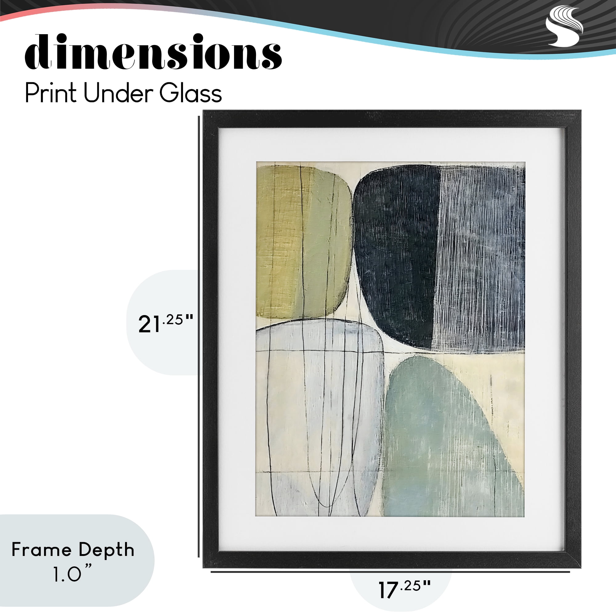 Stupell Industries Modern Organic Composition Black Framed Print Under Glass, design by Riley B